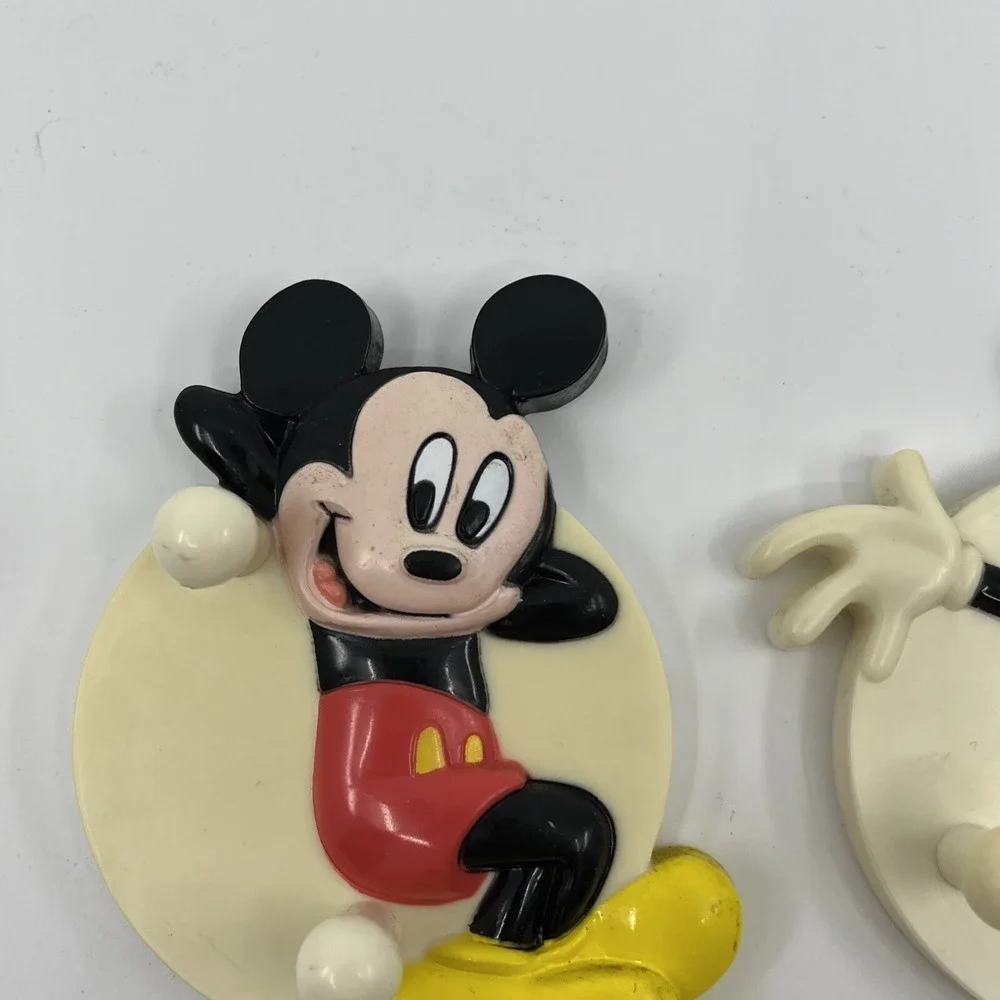 Vintage 2 Disney Refrigerator Magnets Mickey Mouse Minnie Hooks 1995 3